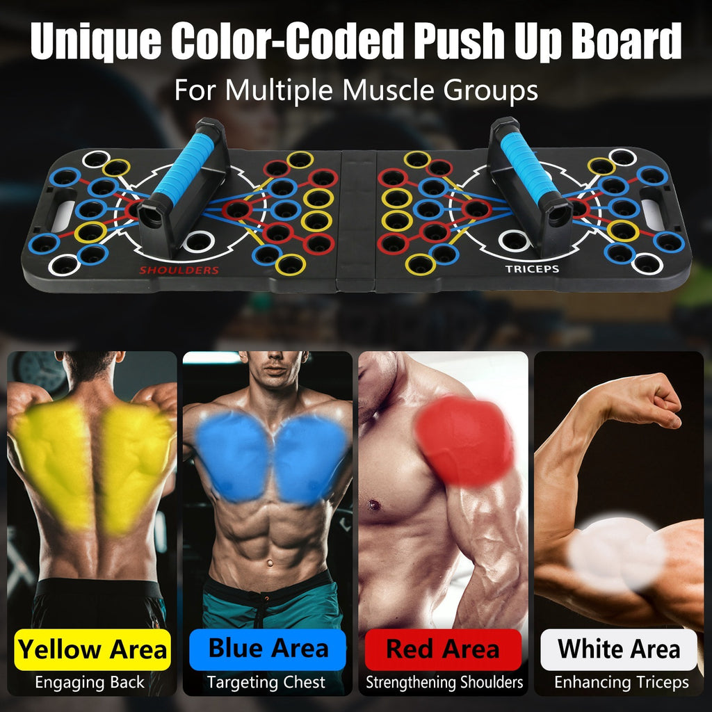 Multifunctional Push Up Board Home Strength Training Equipment With 15 Fitness Accessories Pilates Bar Resistance Band Roller Wheel Full Body Workout Home Gym Equipment