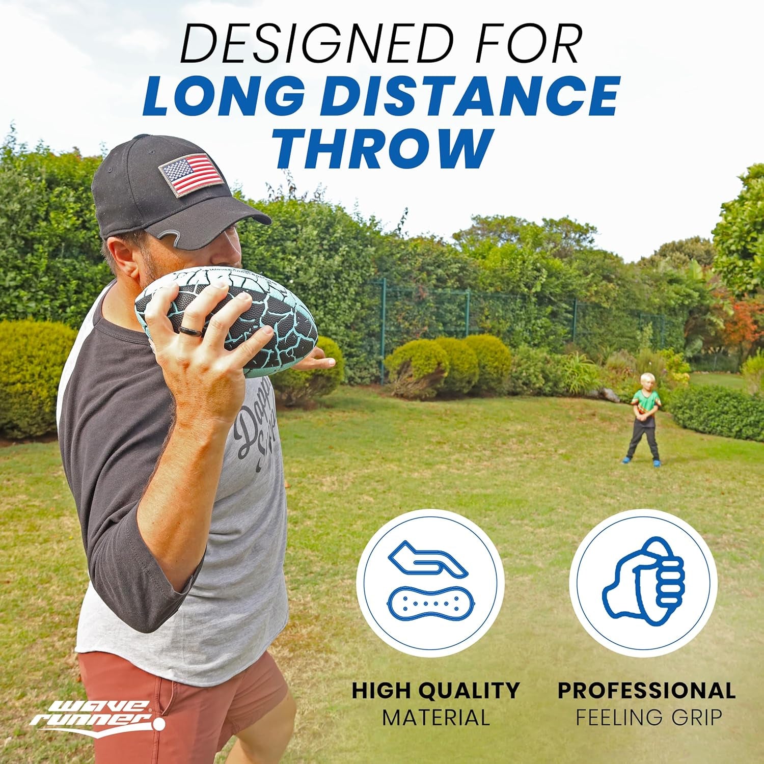 Grip It Waterproof Junior Size Football, 9.25 Size, Durable & Double Laced, Perfect for Beach Accessories, Kids Games, Pool Toys, Outdoor Games, All-Weather Indoor & Outdoor Play